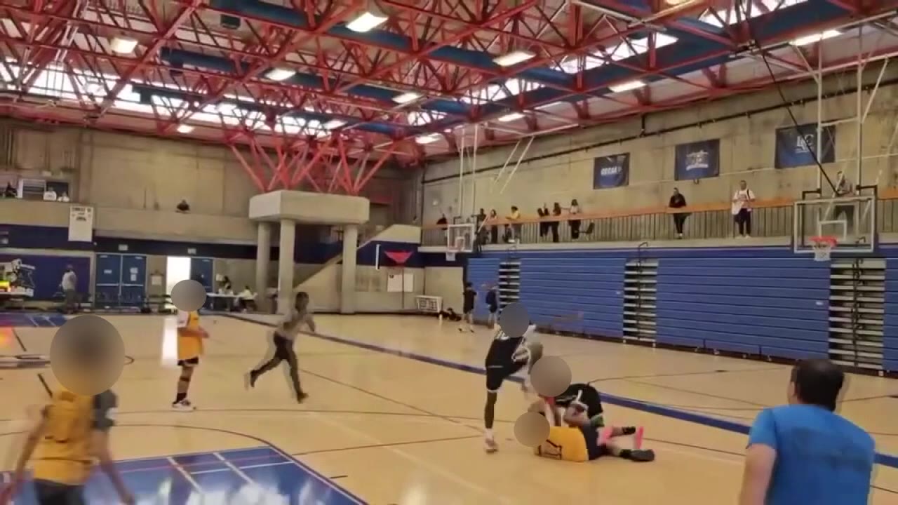 Raw Video: Basketball player's head stomped during youth game in Alameda